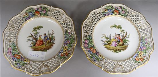 A pair of Dresden pierced plates